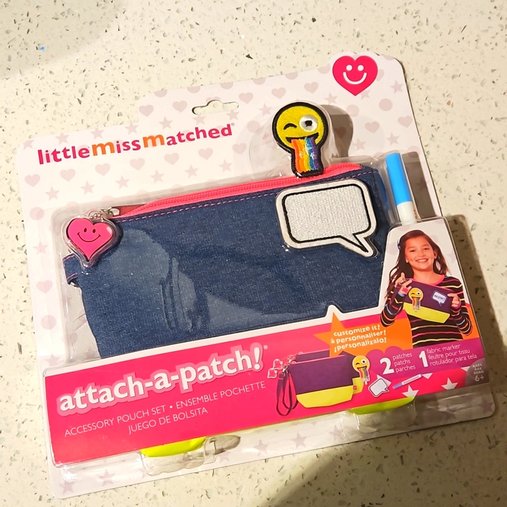 LITTLE MISS MATCHED ATTACH-A-PATCH DENIM POUCH